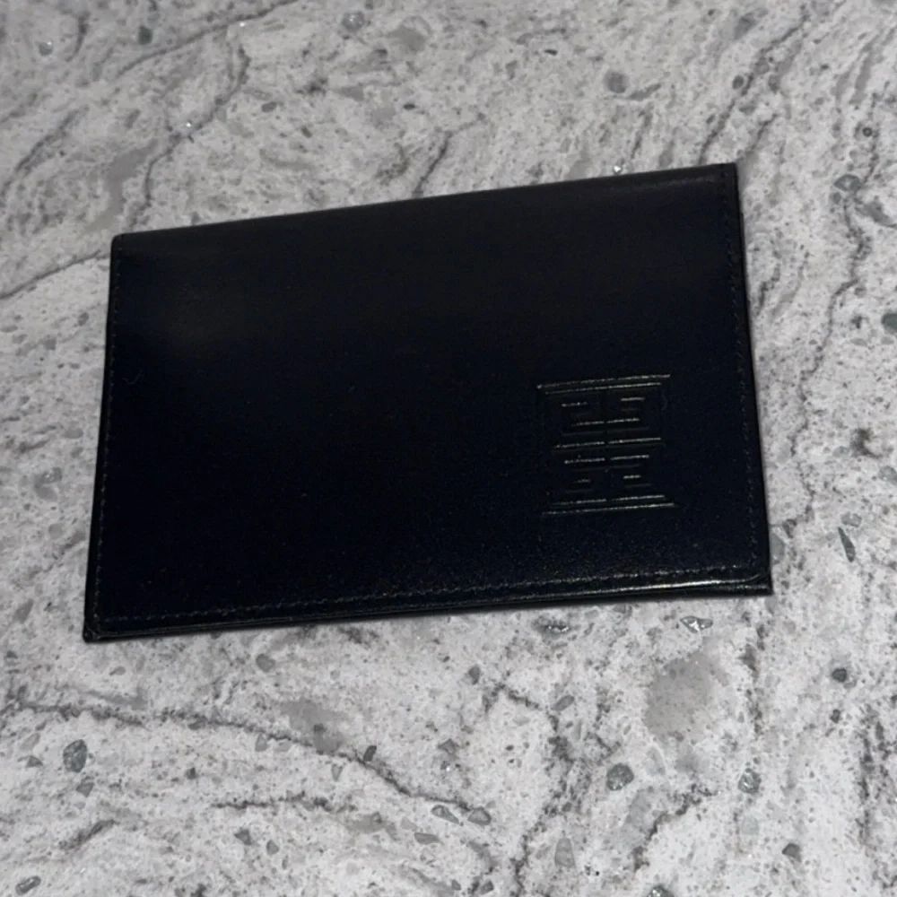 GIVENCHY Wallet Black Leather Card Case 4X3 Holder AUTHENTIC